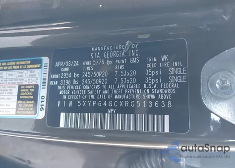 2024 Kia Telluride S из США, поврежденный, VIN 5XYP64GCXRG513638